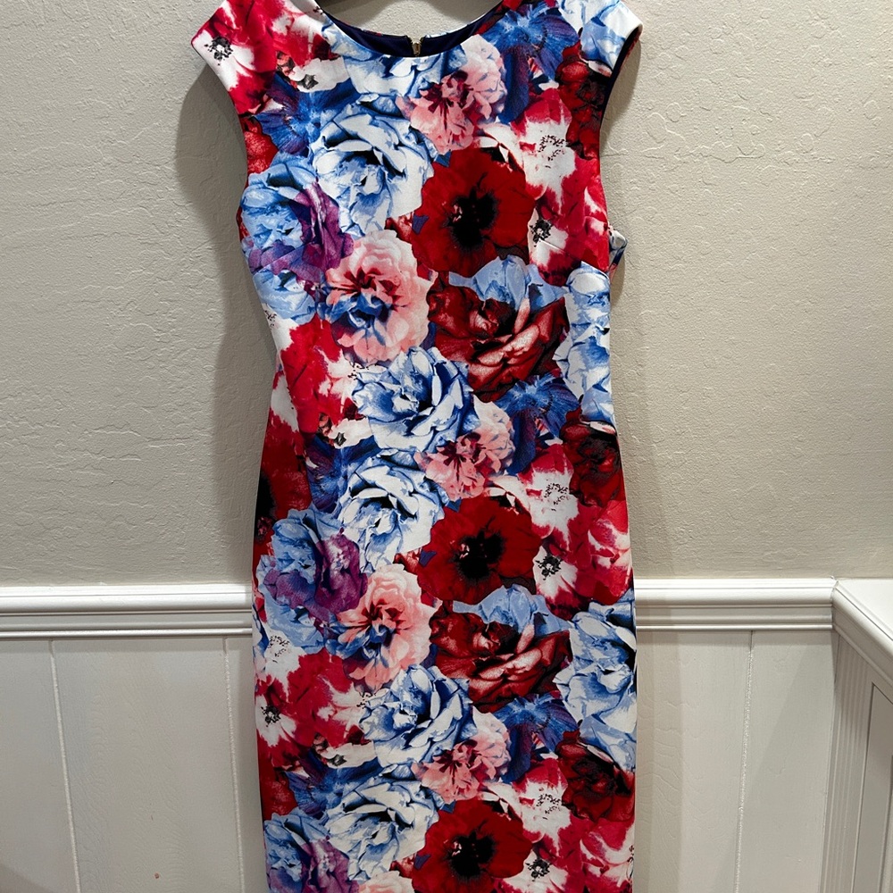 Floral Sleeveless Dress - Red, Blue, Pink